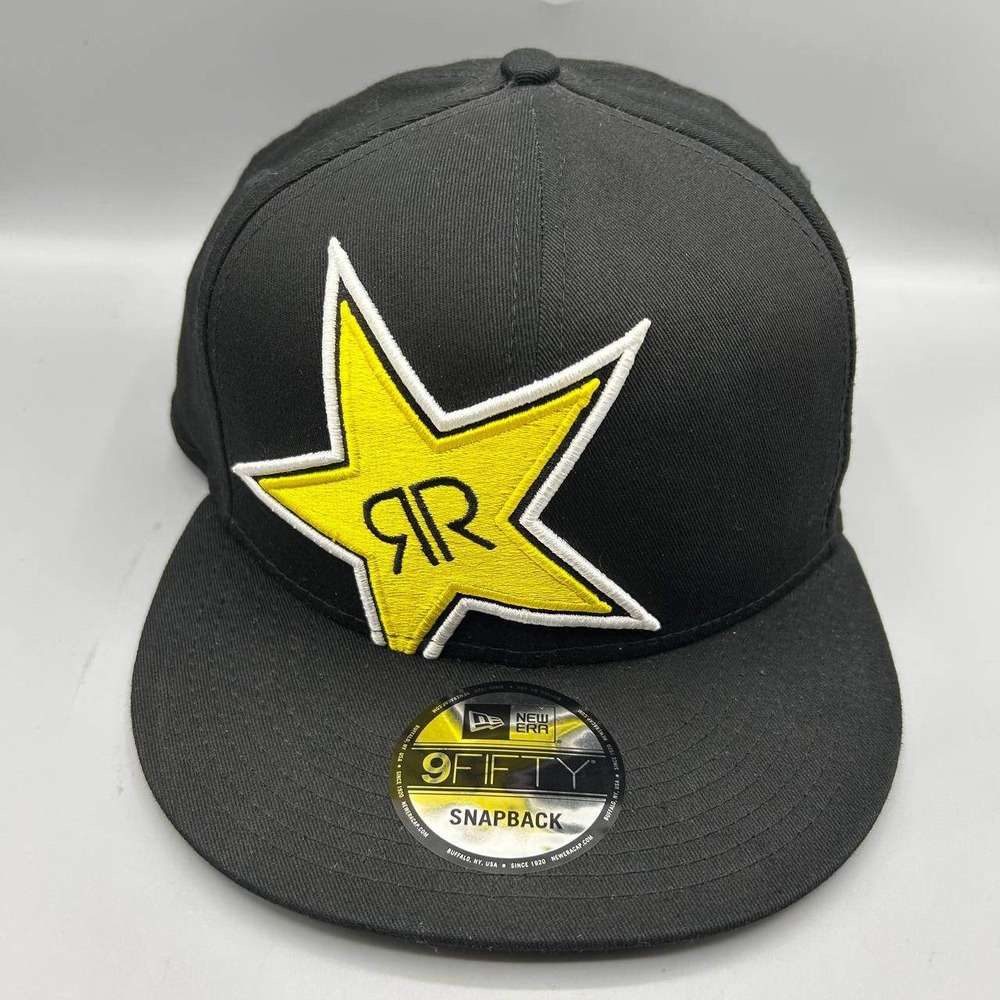 Rockstar Energy Drink Hat Men Black 9Fifty New Era Snap Back Cap Cotton
